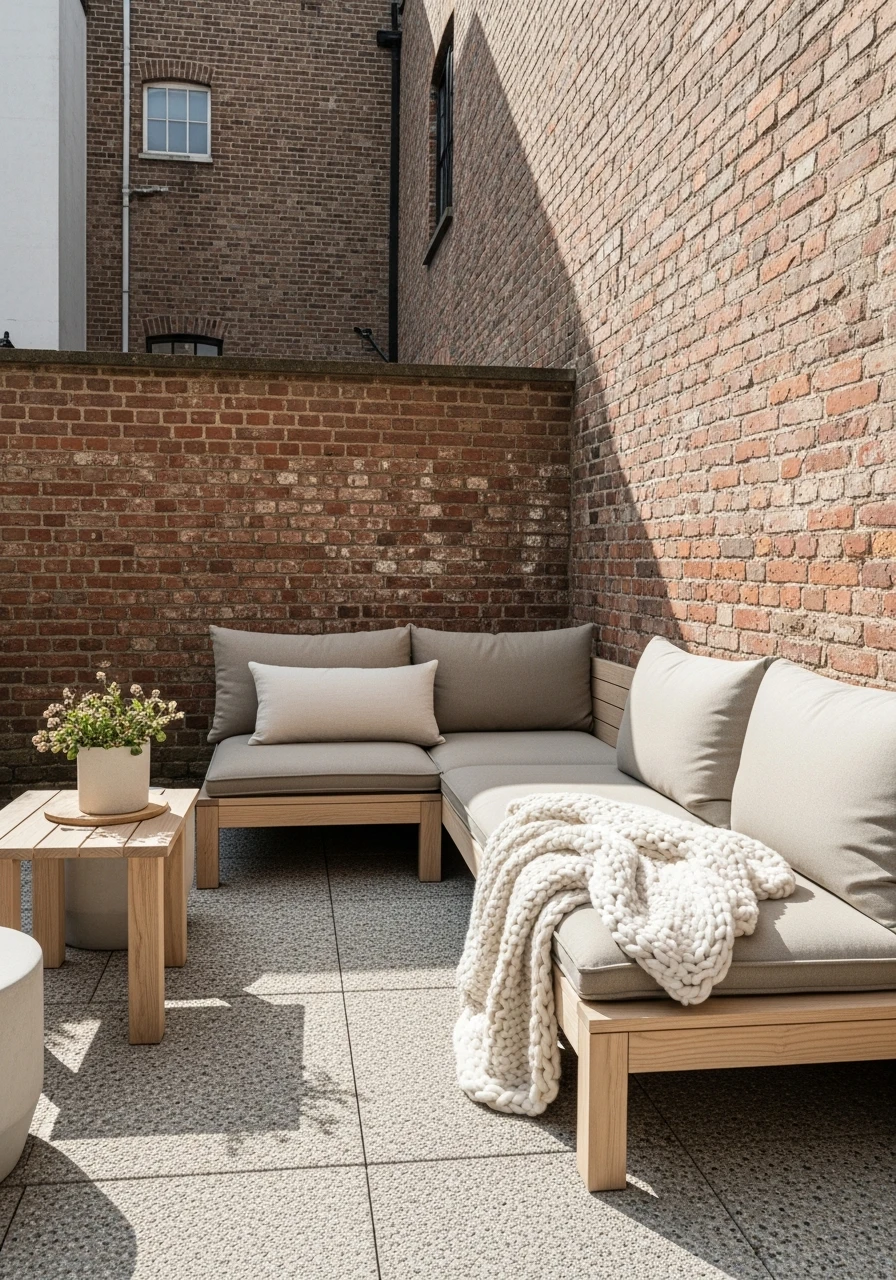 Scandinavian Neutral Seating Space - 40 Stylish Townhouse Backyard Ideas That Look High-End