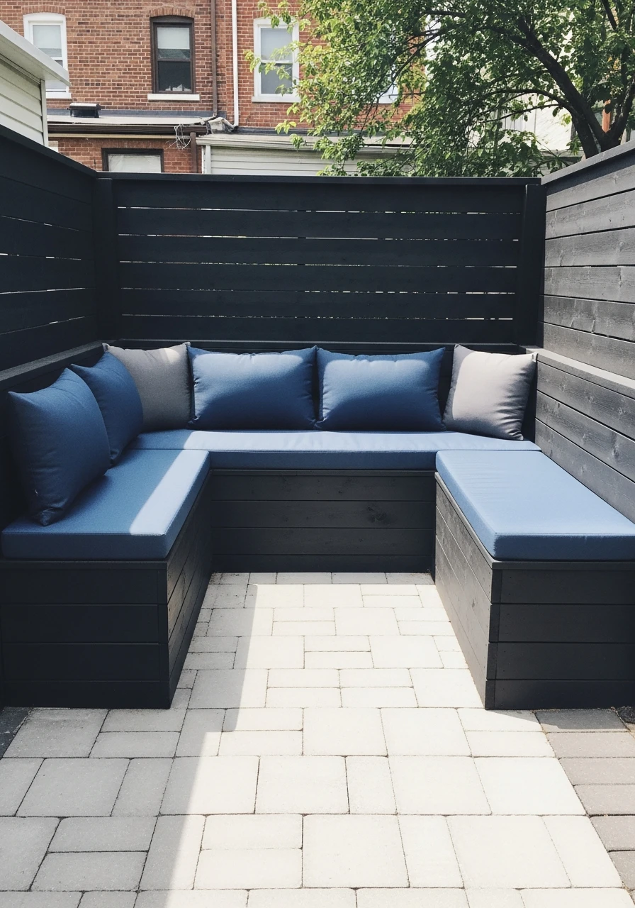 Built-In Bench Seating Wall - 40 Stylish Townhouse Backyard Ideas That Look High-End