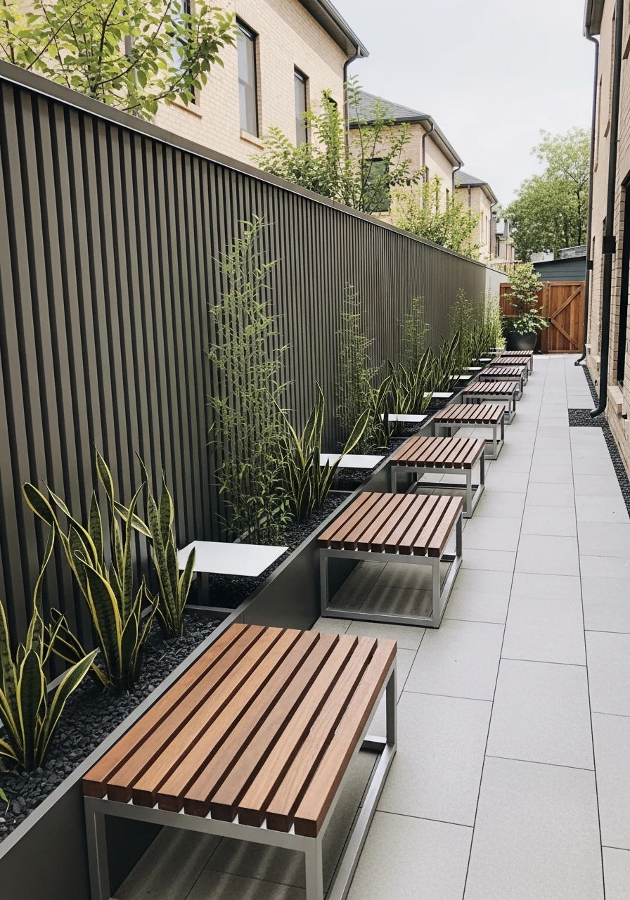 Narrow Side-Yard Lounge Strip - 40 Stylish Townhouse Backyard Ideas That Look High-End