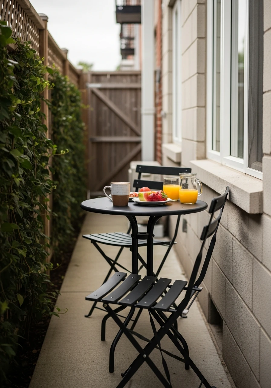 Bistro Table Breakfast Corner - 40 Stylish Townhouse Backyard Ideas That Look High-End