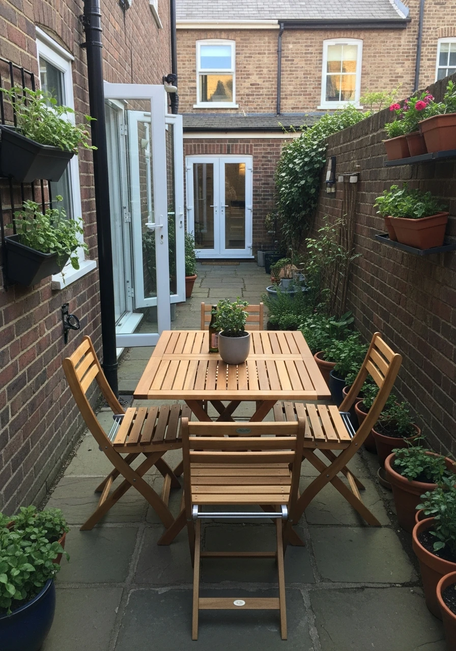 Foldable Dining Setup - 40 Stylish Townhouse Backyard Ideas That Look High-End