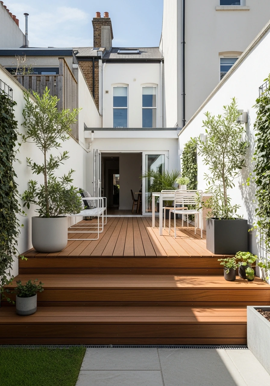 Raised Deck Platform - 40 Stylish Townhouse Backyard Ideas That Look High-End