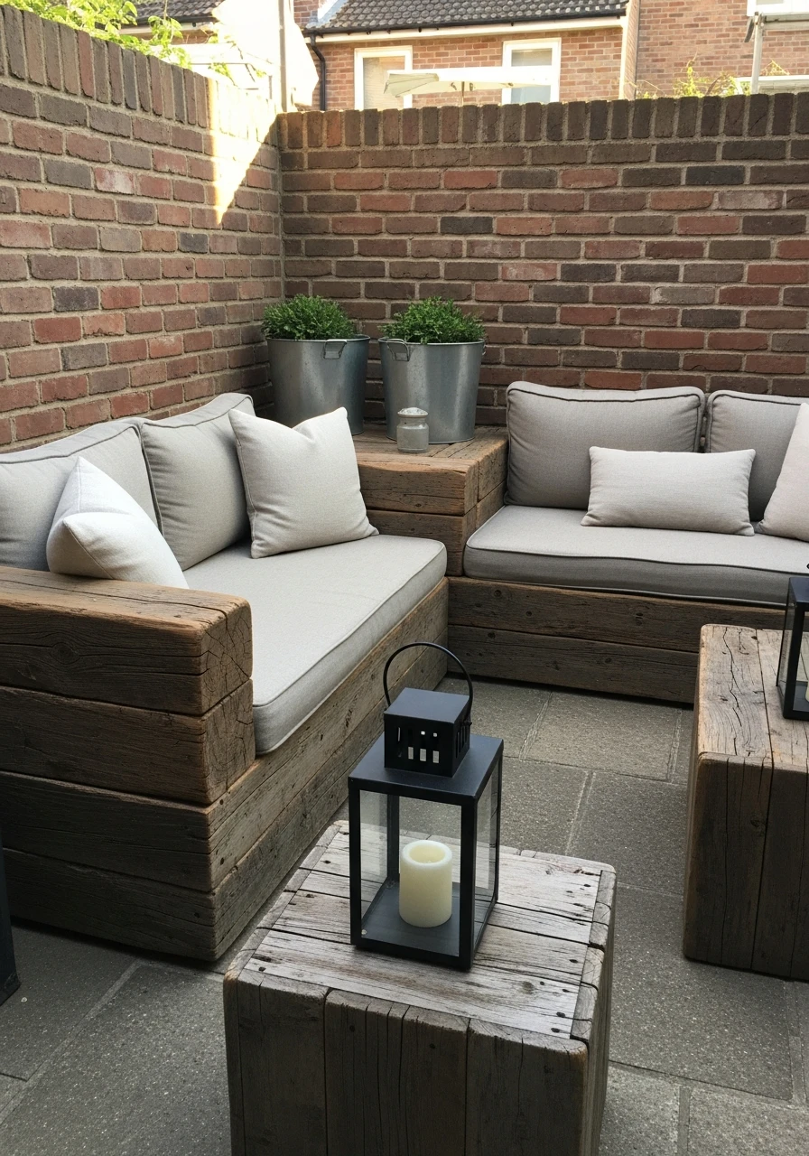 Farmhouse Rustic Seating Corner - 40 Stylish Townhouse Backyard Ideas That Look High-End