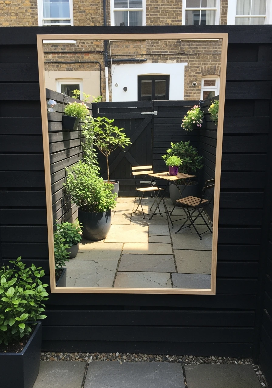 Mirror Wall Expansion Trick - 40 Stylish Townhouse Backyard Ideas That Look High-End