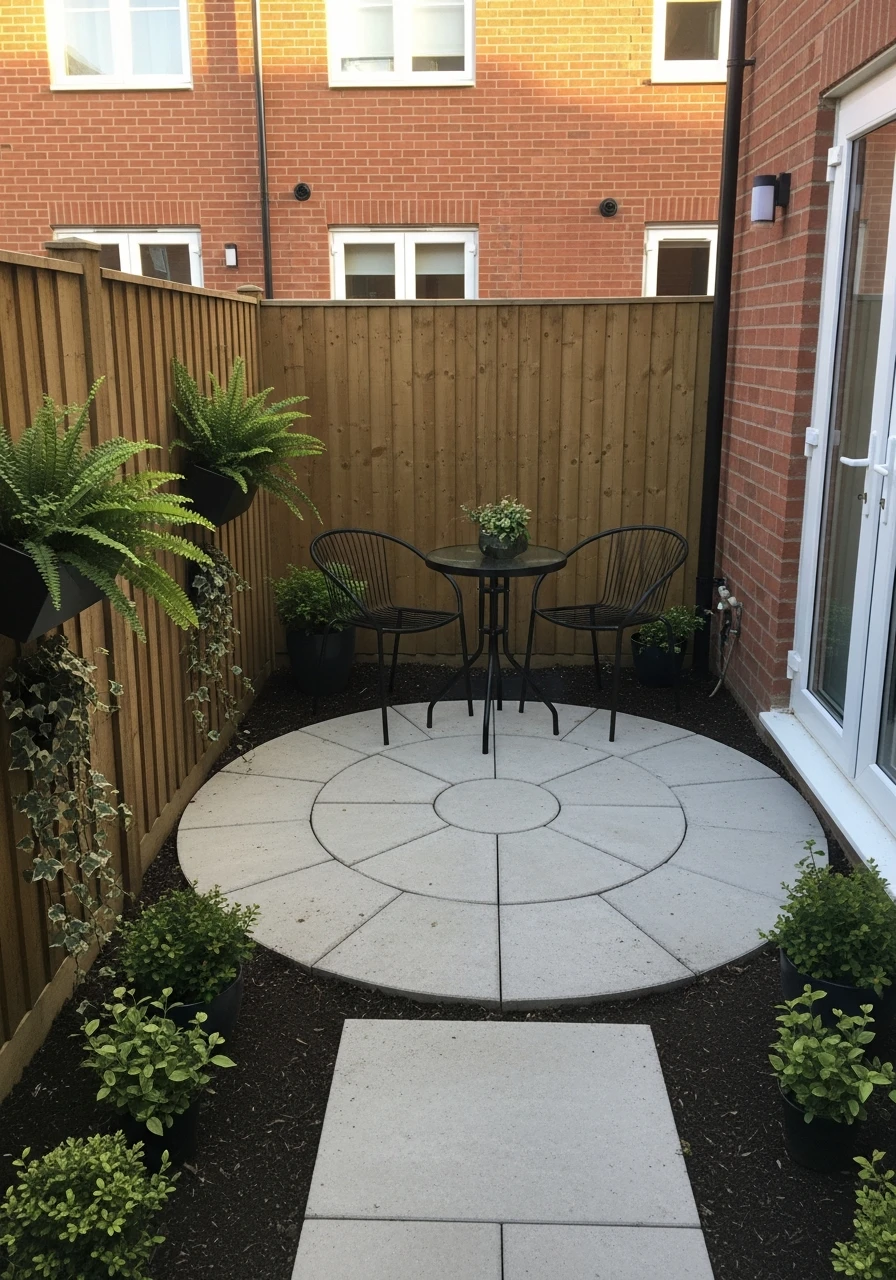 Circular Micro-Patio Design - 40 Stylish Townhouse Backyard Ideas That Look High-End