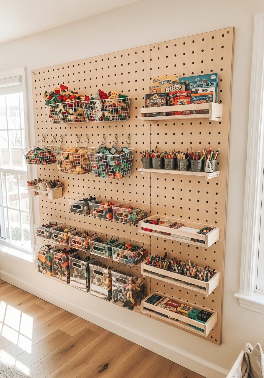 Customize Storage With Pegboard - 50 Toy Storage Ideas That Hide Clutter Like Magic