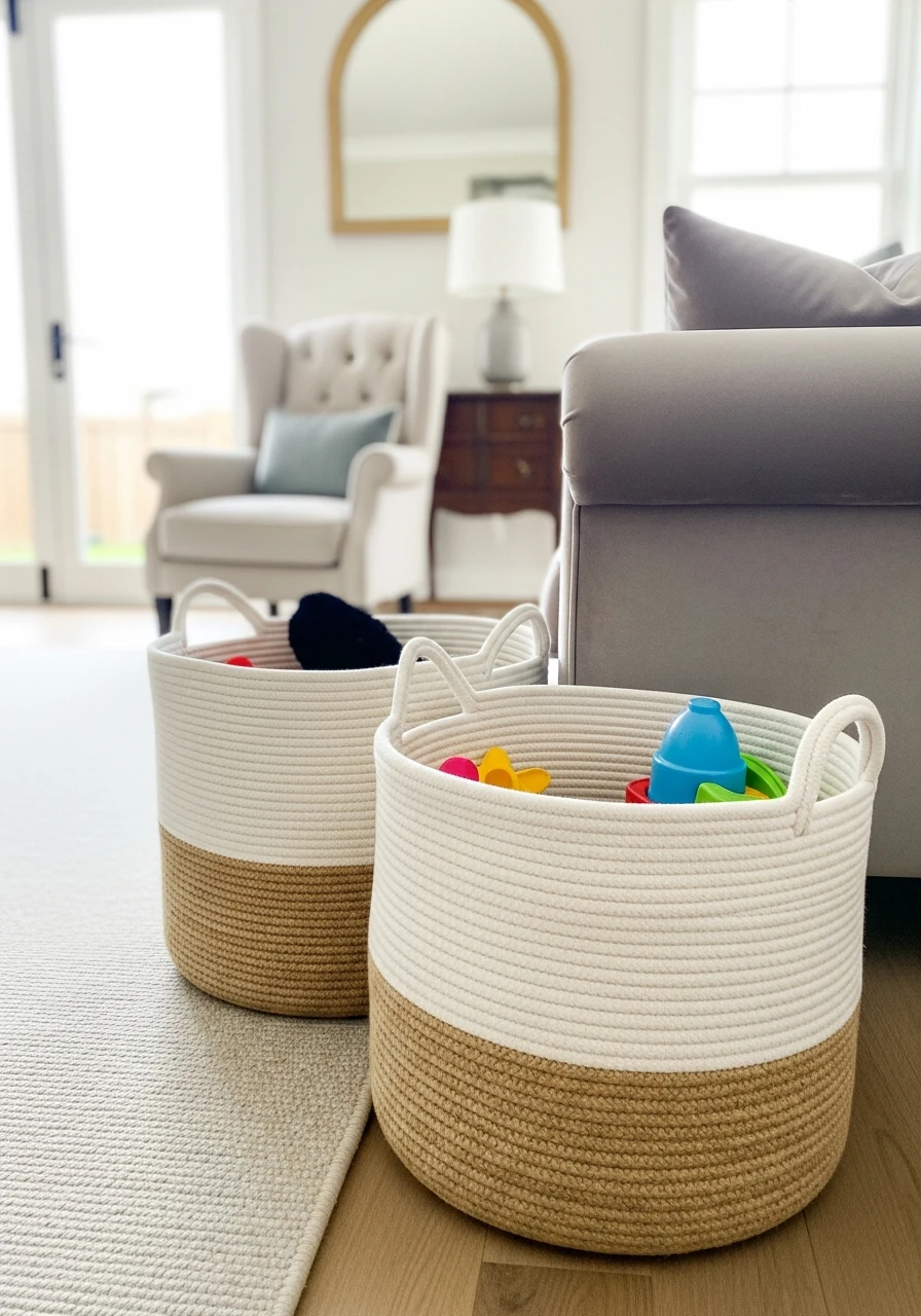 Stylish Baskets For Shared Space - 50 Toy Storage Ideas That Hide Clutter Like Magic
