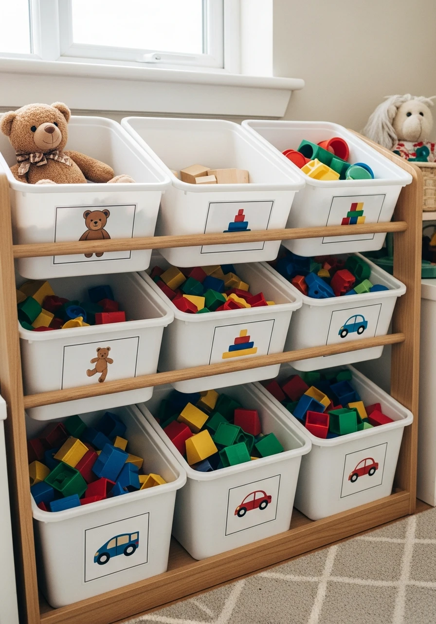 Use Picture Labels Only - 50 Toy Storage Ideas That Hide Clutter Like Magic