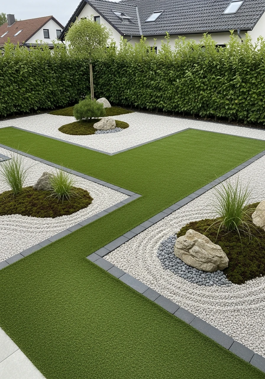 Zen Garden Turf With Gravel Borders