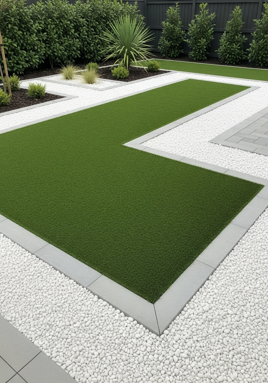 White Stone and Turf Contrast Design