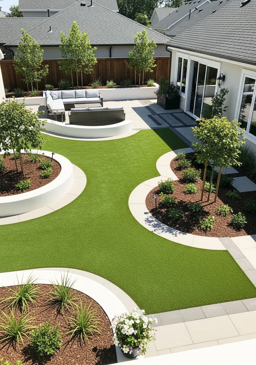 Curved Turf Shapes for Soft Modern Gardens