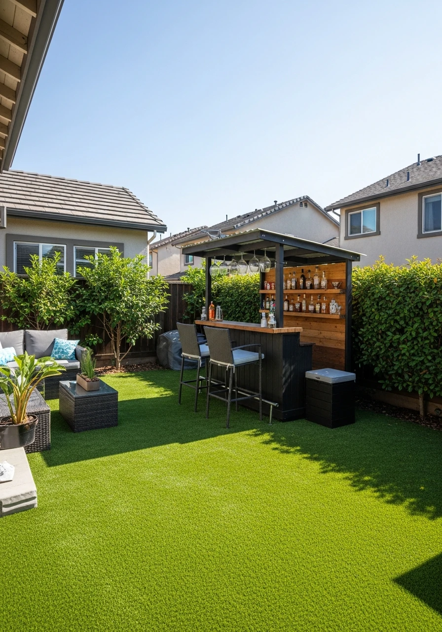 Backyard Bar and Turf Entertainment Area