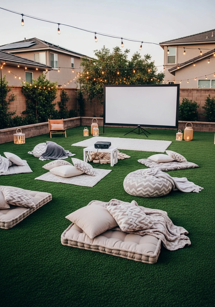 Outdoor Movie Night Turf Setup