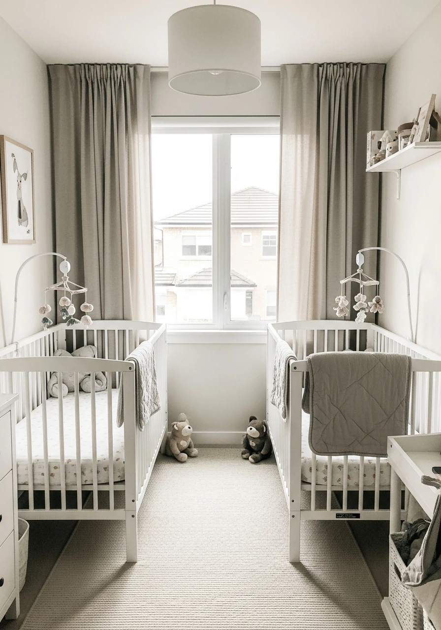 Cribs Side by Side - 50 Brilliant Twin Nursery Ideas for a Beautiful & Functional Space