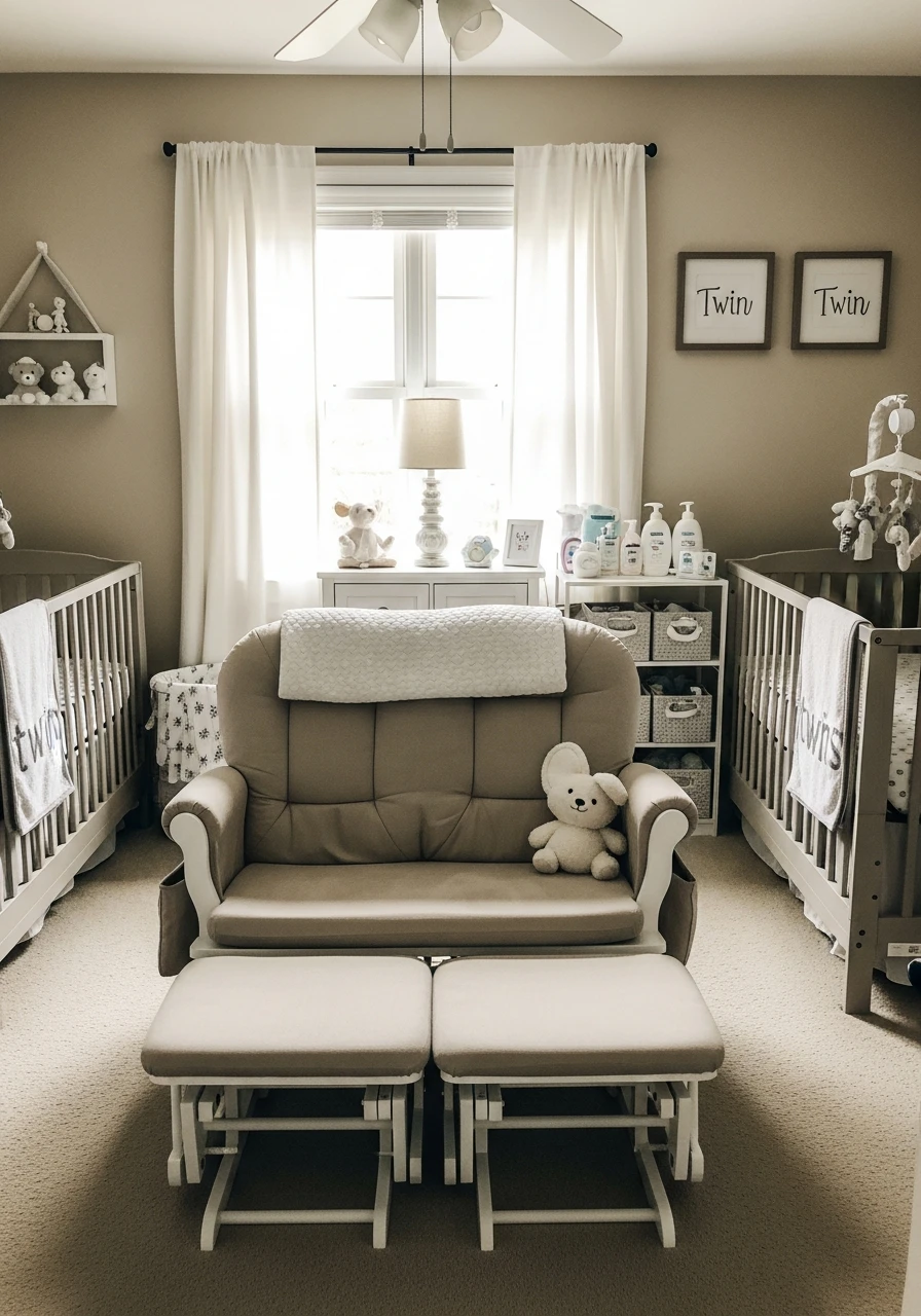 Double Rocker or Glider - 50 Brilliant Twin Nursery Ideas for a Beautiful & Functional Space