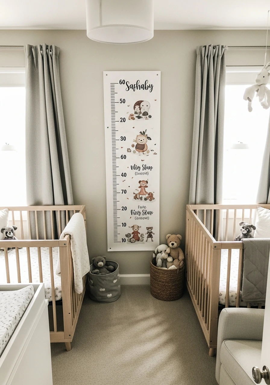 Twin Growth Chart - 50 Brilliant Twin Nursery Ideas for a Beautiful & Functional Space