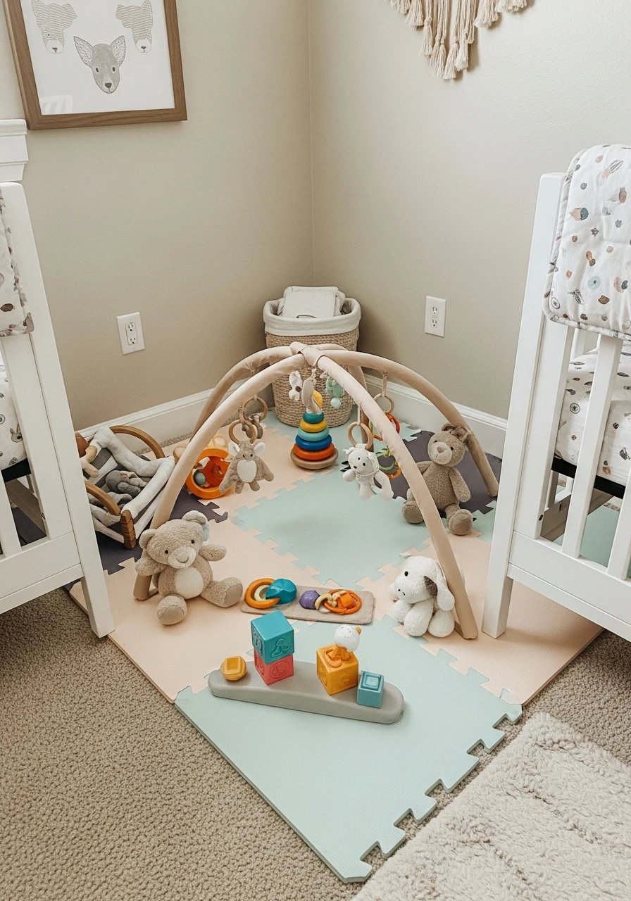 Mini Play Area - 50 Brilliant Twin Nursery Ideas for a Beautiful & Functional Space