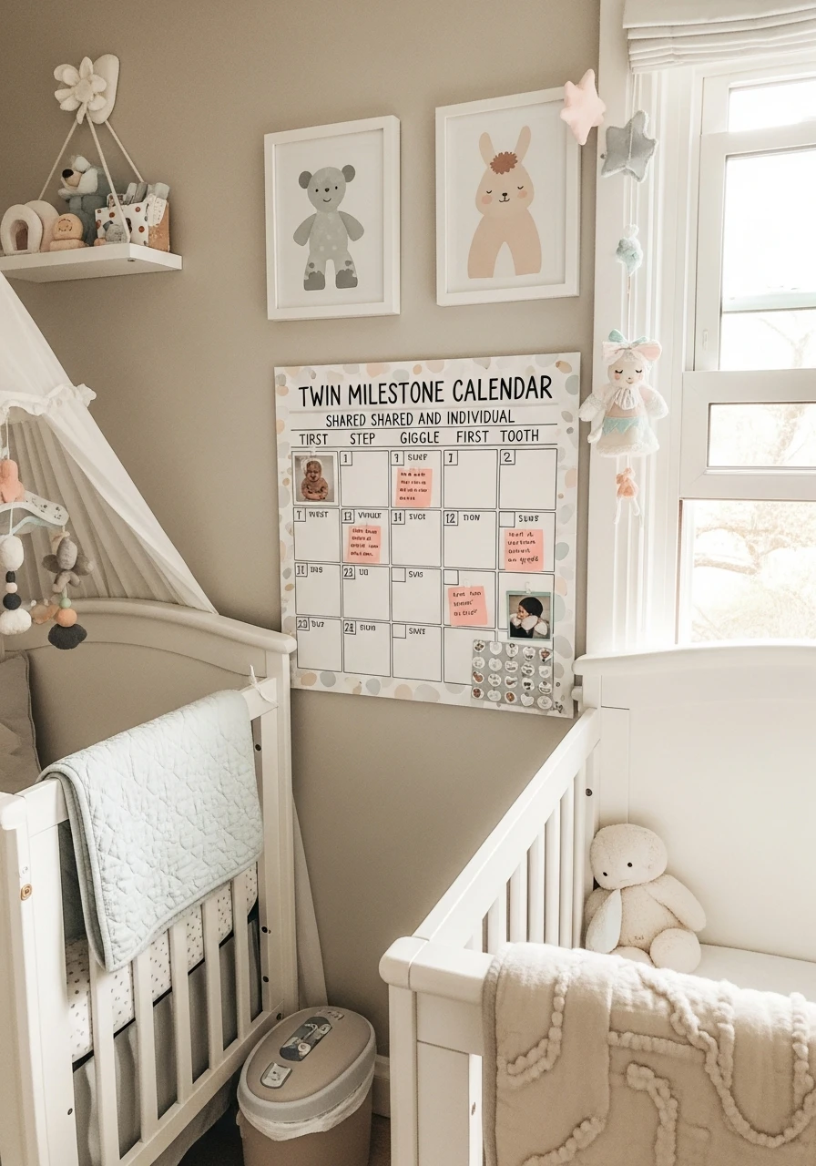 Twin Milestone Calendar - 50 Brilliant Twin Nursery Ideas for a Beautiful & Functional Space
