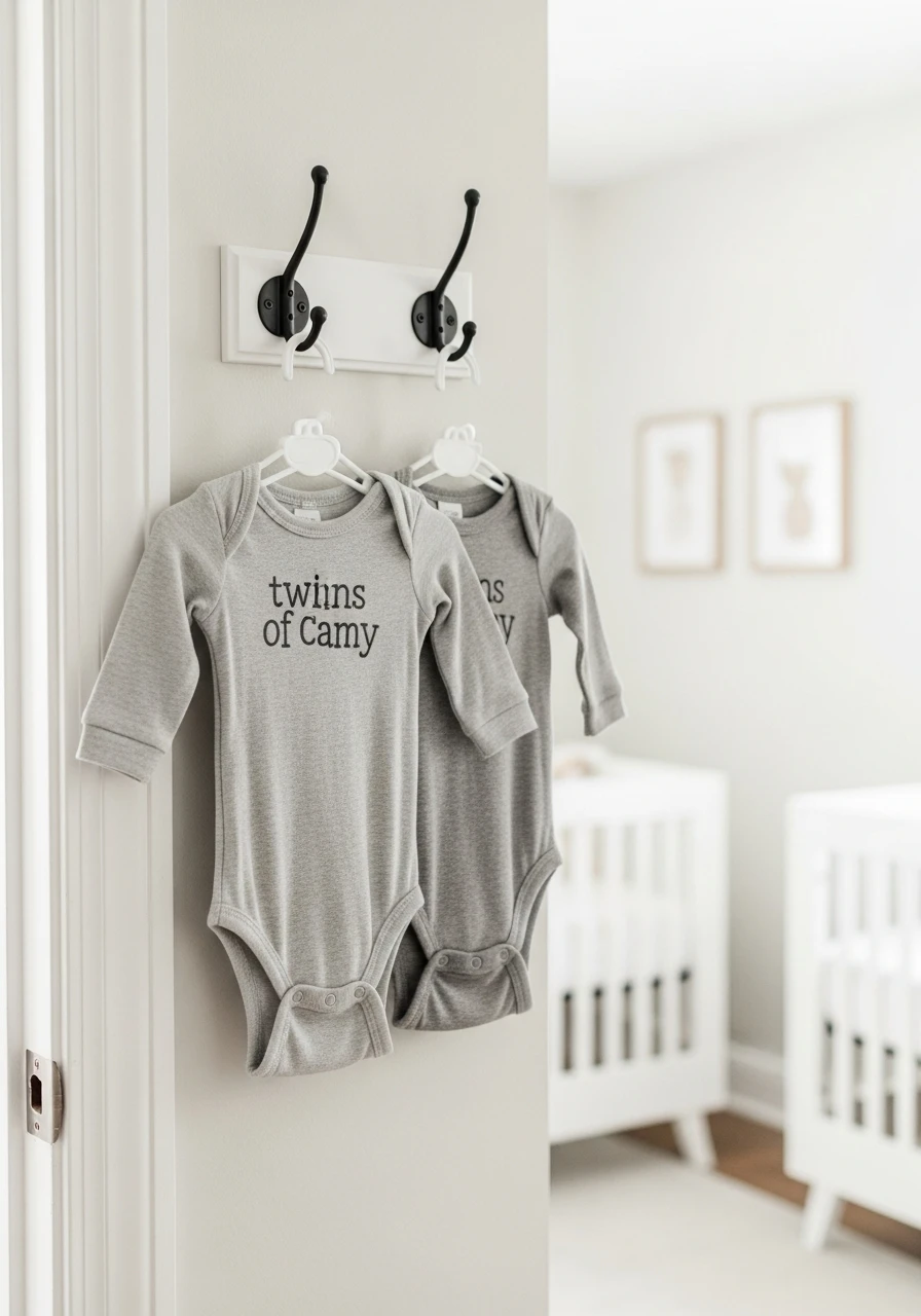 Wall Hooks for Outfits - 50 Brilliant Twin Nursery Ideas for a Beautiful & Functional Space