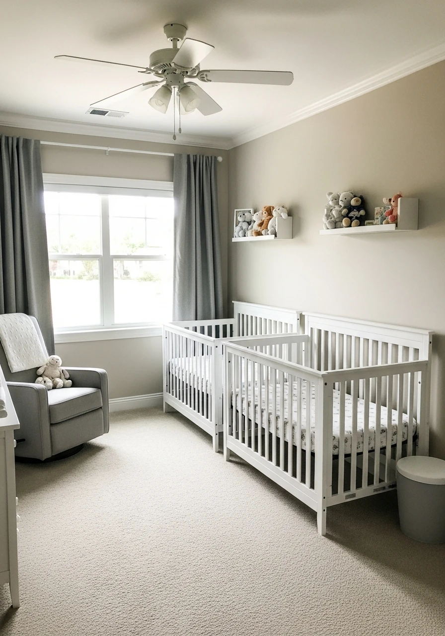 Parallel Crib Layout - 50 Brilliant Twin Nursery Ideas for a Beautiful & Functional Space