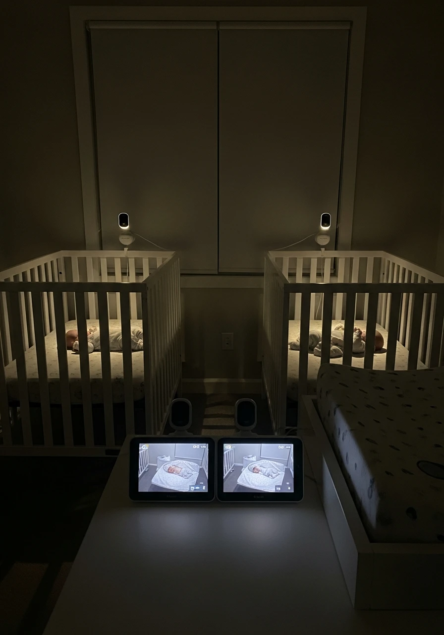Dual Monitor Cameras - 50 Brilliant Twin Nursery Ideas for a Beautiful & Functional Space