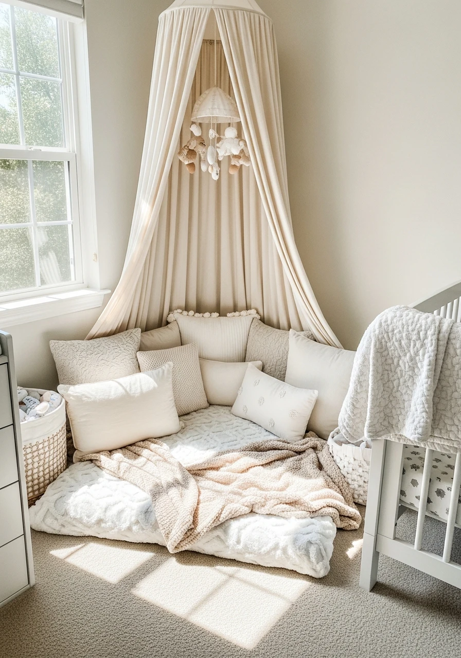 Cozy Twin Nap Area - 50 Brilliant Twin Nursery Ideas for a Beautiful & Functional Space