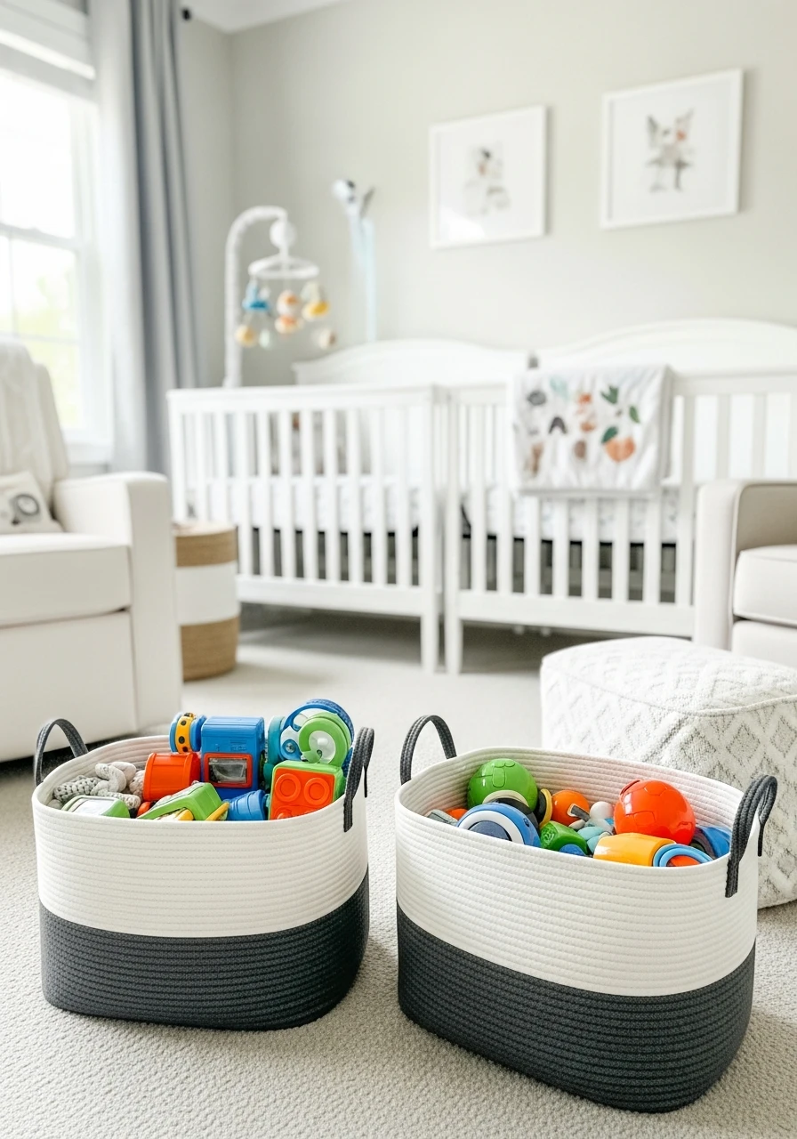 Toy Rotation System - 50 Brilliant Twin Nursery Ideas for a Beautiful & Functional Space