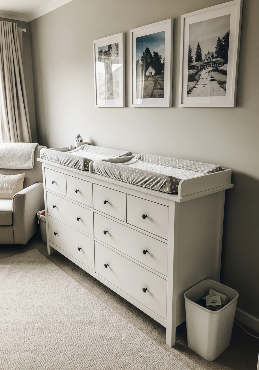 Dual Changing Pads - 50 Brilliant Twin Nursery Ideas for a Beautiful & Functional Space