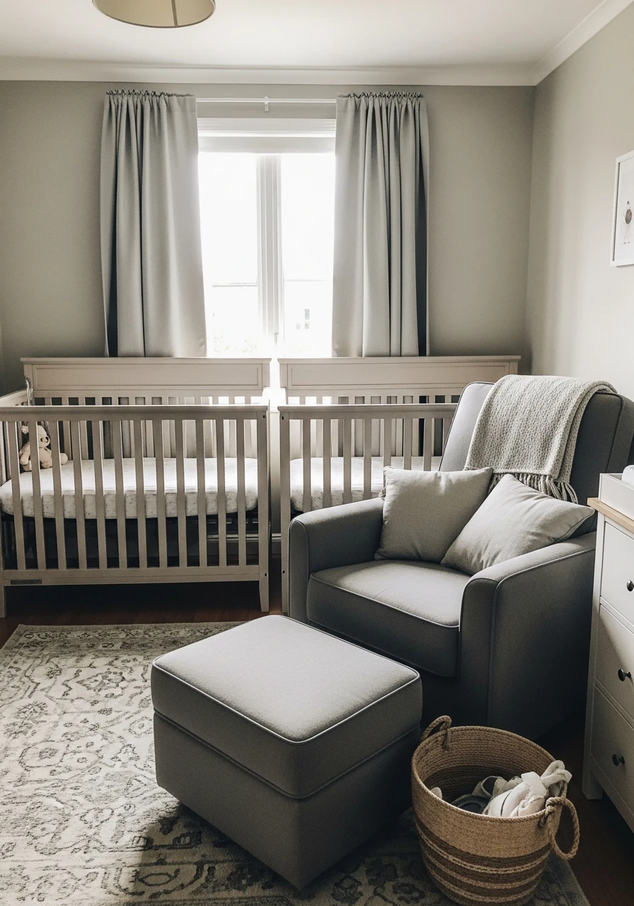 Comfortable Guest Seating - 50 Brilliant Twin Nursery Ideas for a Beautiful & Functional Space