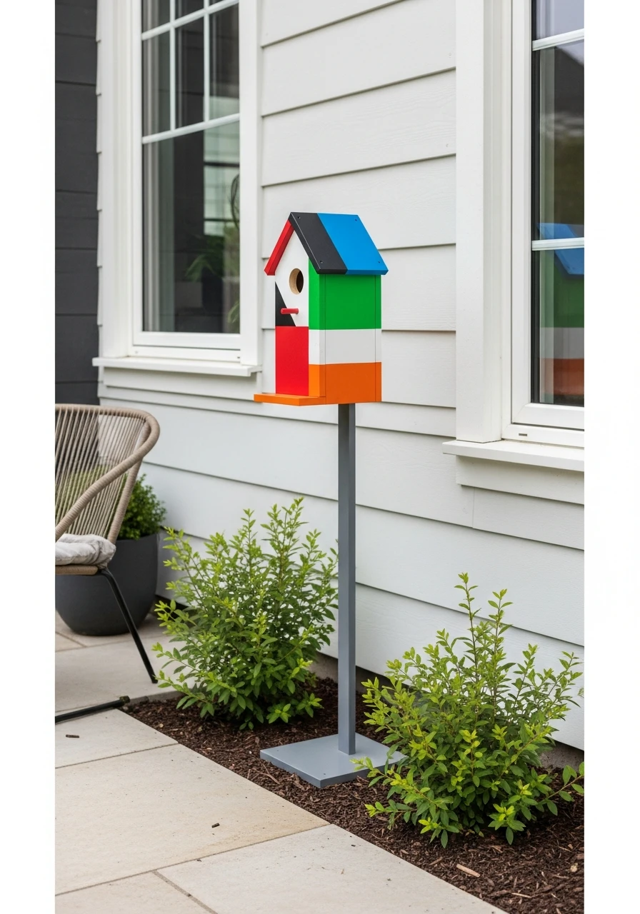 Painted Color-Block Birdhouse
