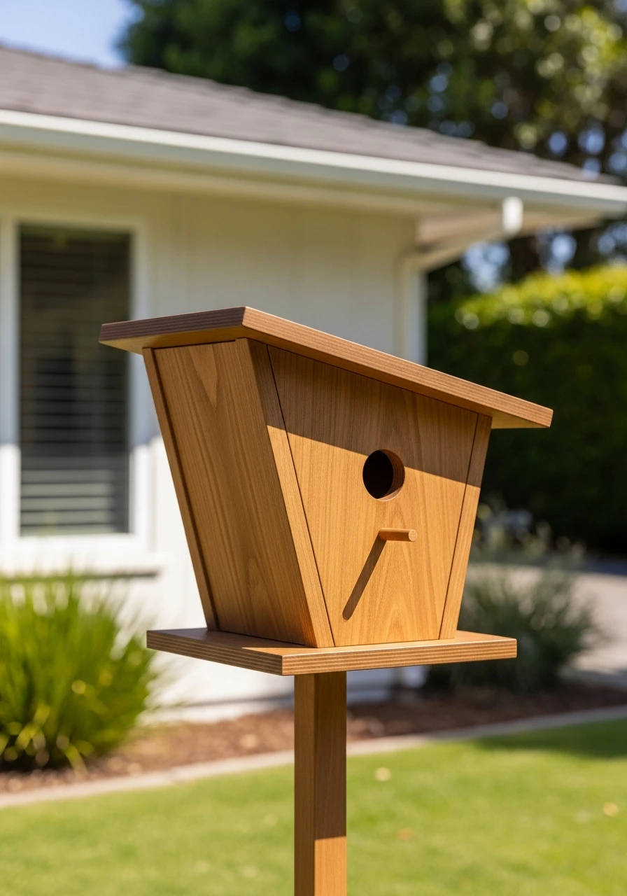 Mid-Century Modern Slanted Roof Birdhouse