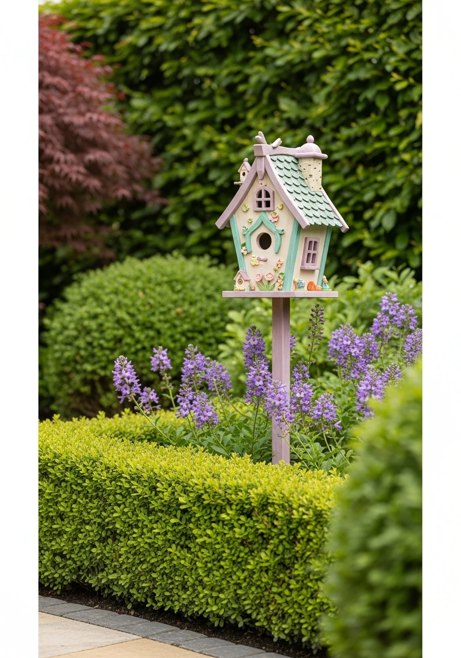 Vintage Cottage Fairy-Garden Birdhouse