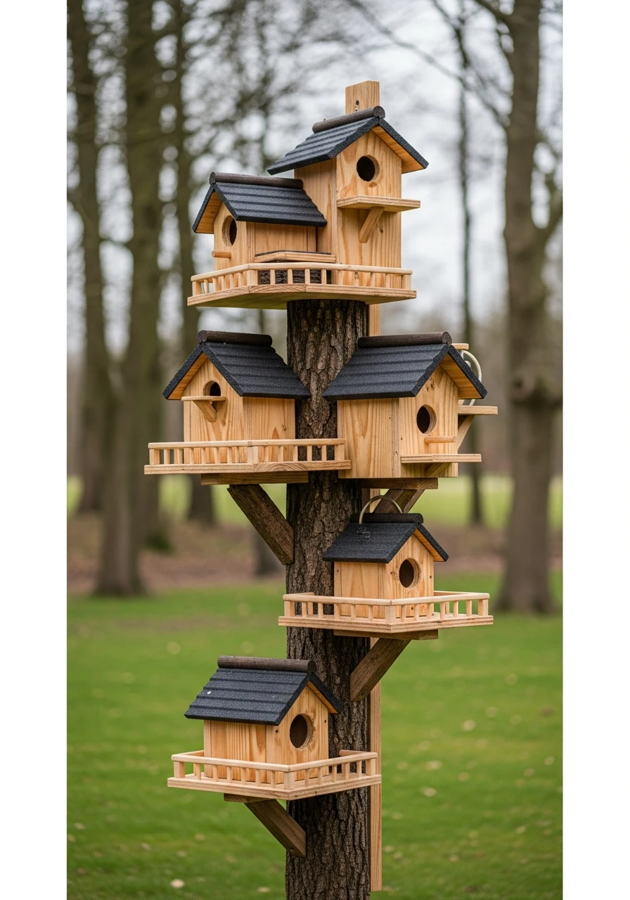Treehouse-Inspired Multi-Level Birdhouse