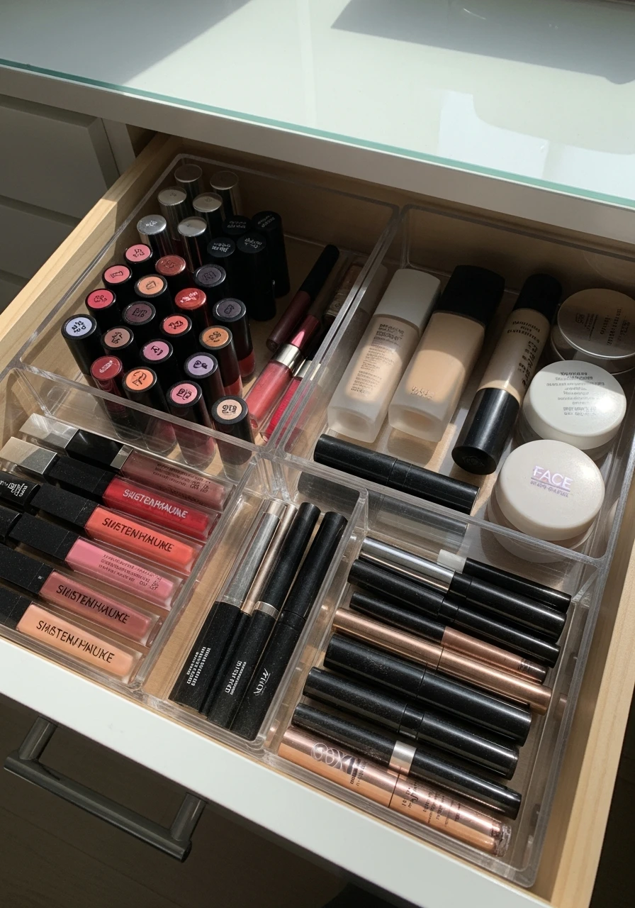 Use Adjustable Drawer Dividers - 50 Vanity Organization Ideas That Make Your Bathroom Look Designer