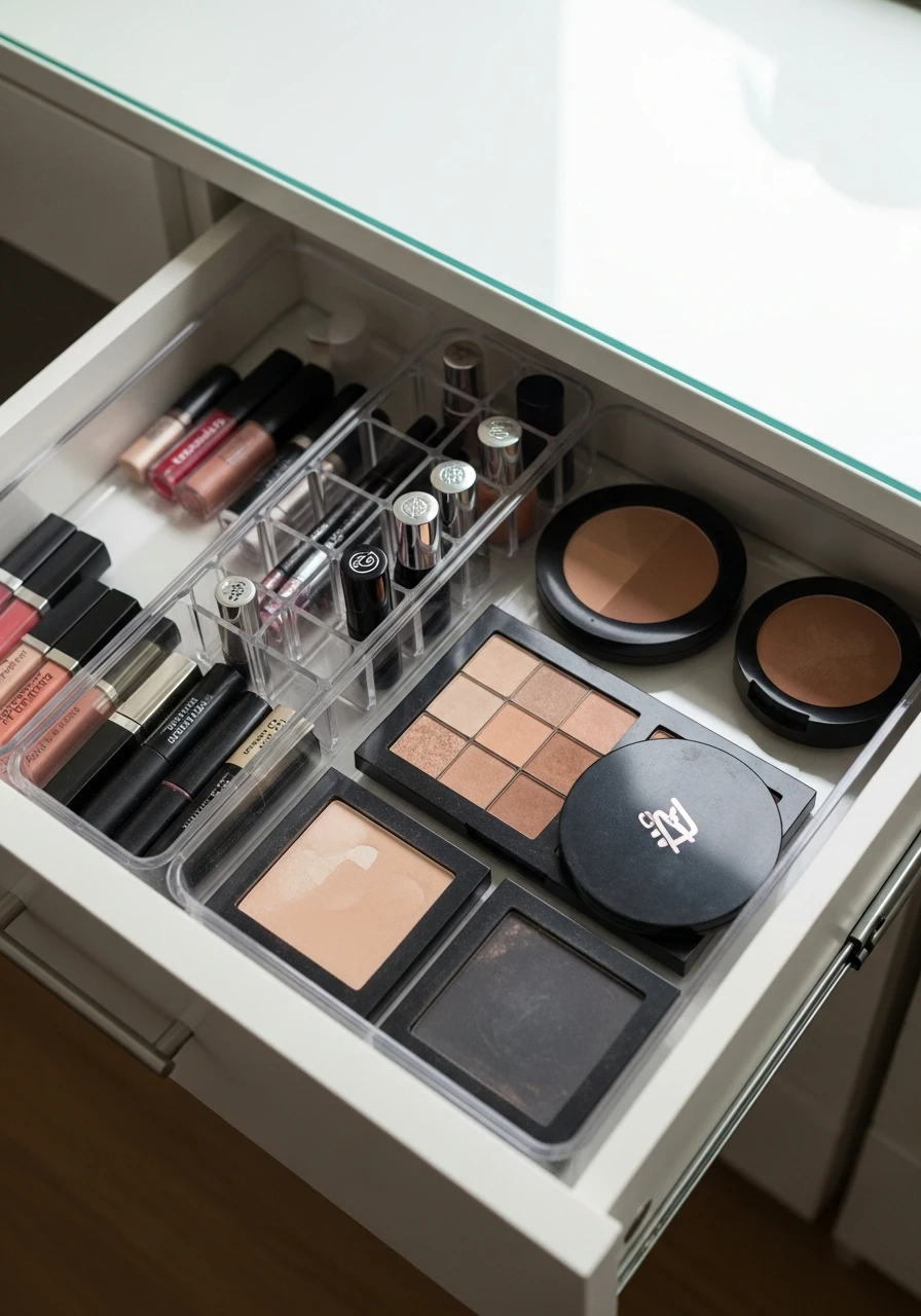 Install Modular Drawer Inserts - 50 Vanity Organization Ideas That Make Your Bathroom Look Designer