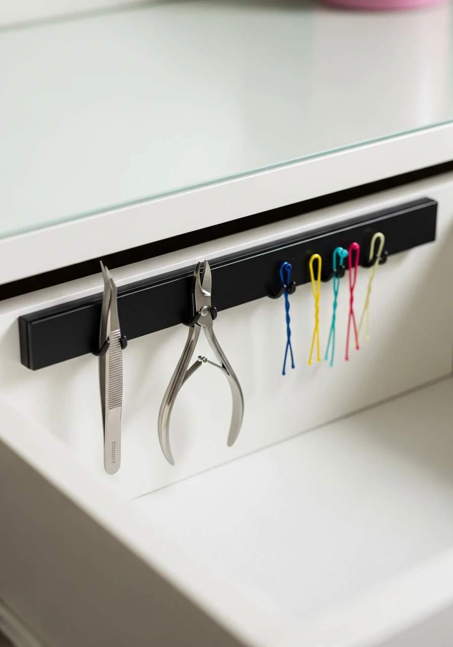 Install Magnetic Strips - 50 Vanity Organization Ideas That Make Your Bathroom Look Designer