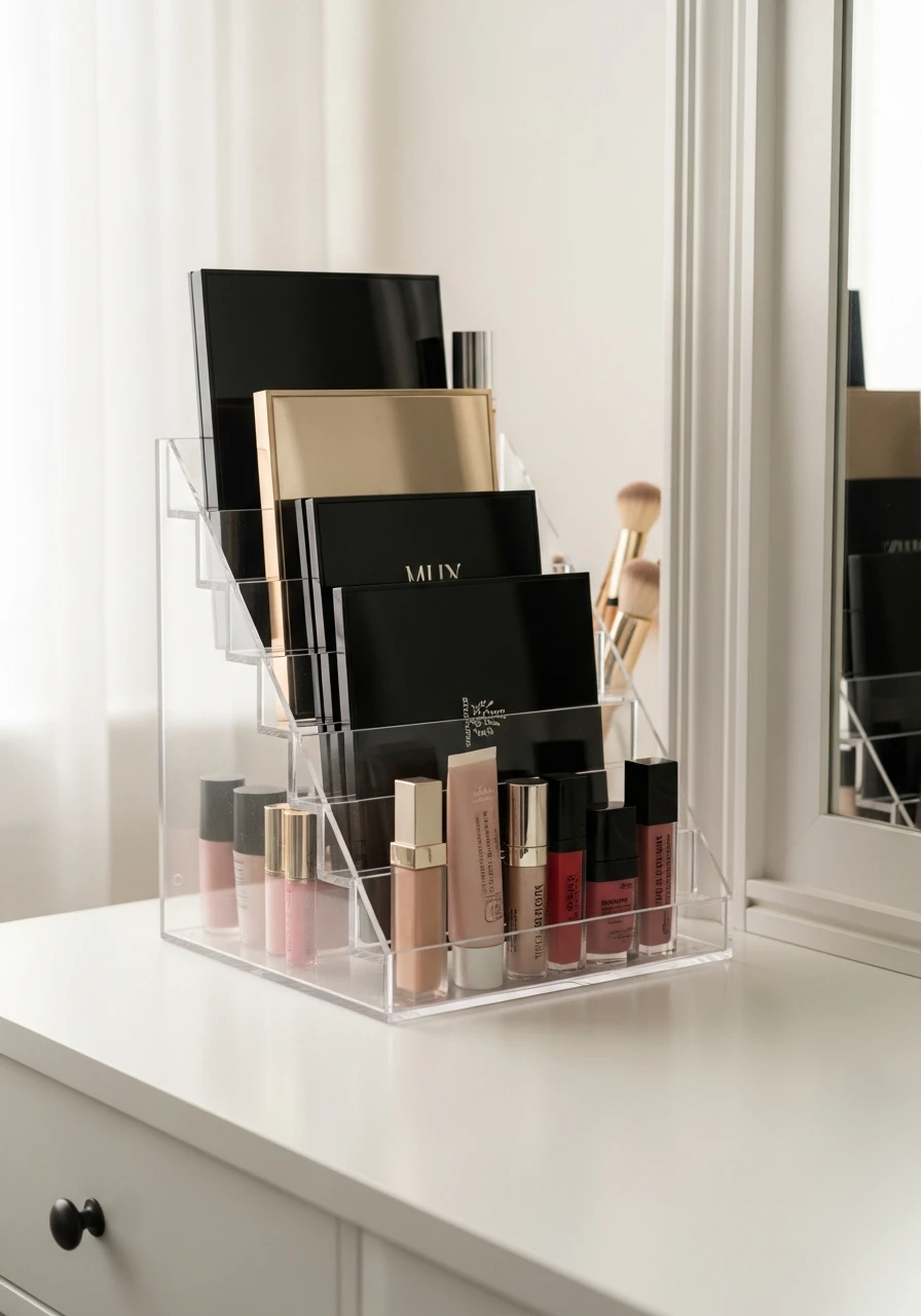 Maximize with Tiered Racks - 50 Vanity Organization Ideas That Make Your Bathroom Look Designer