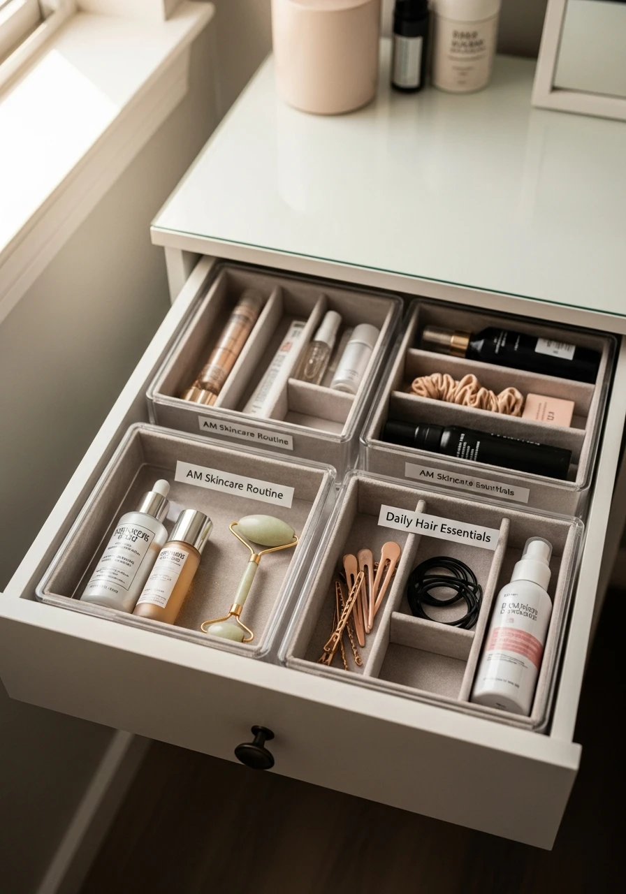 Organize by Function - 50 Vanity Organization Ideas That Make Your Bathroom Look Designer