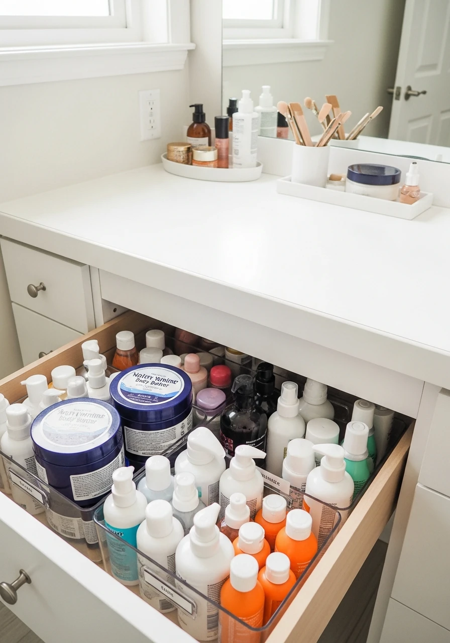 Rotate Seasonal Products - 50 Vanity Organization Ideas That Make Your Bathroom Look Designer