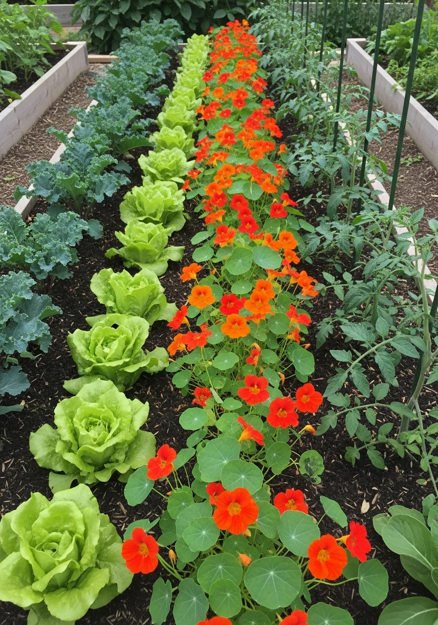 Garden with Edible Flowers - 55 Clever Vegetable Garden Ideas for a Dreamy Harvest