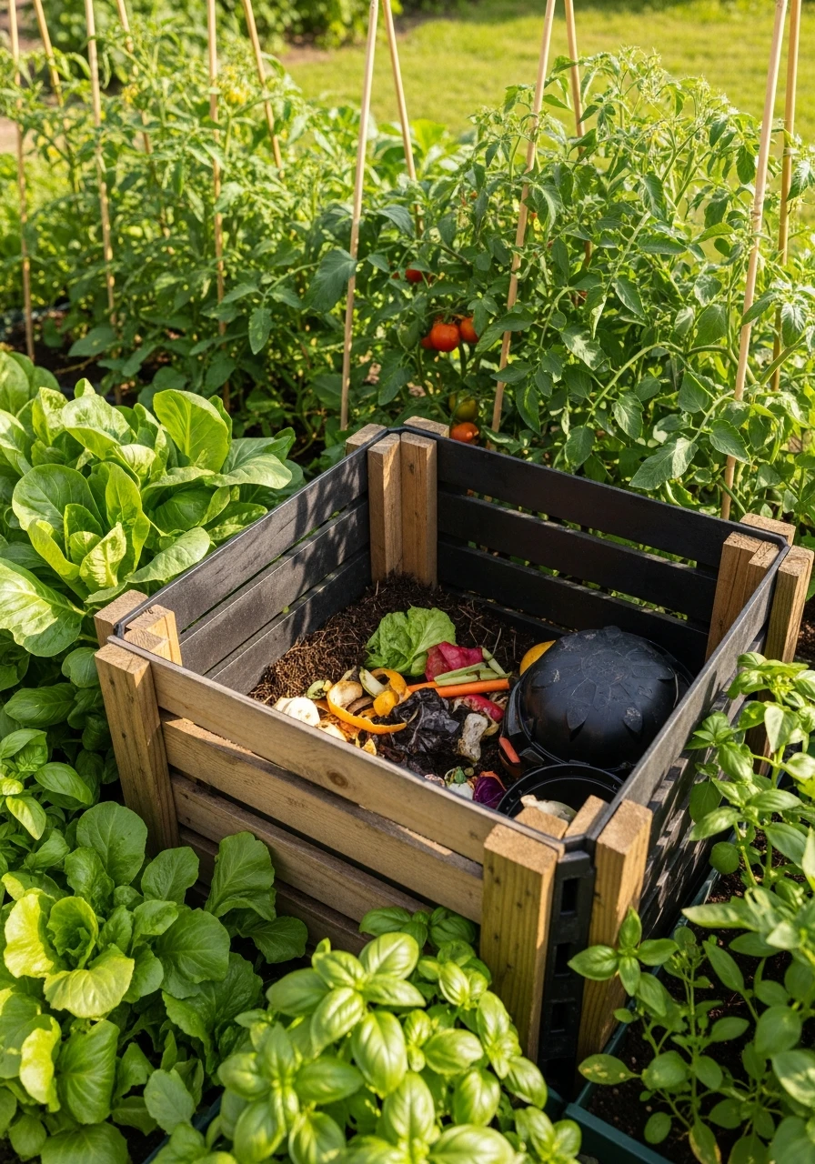 Organic Composting System - 55 Clever Vegetable Garden Ideas for a Dreamy Harvest