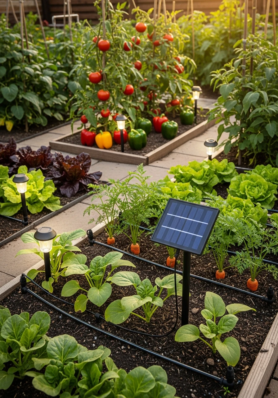 Solar-Powered Garden Accessories - 55 Clever Vegetable Garden Ideas for a Dreamy Harvest