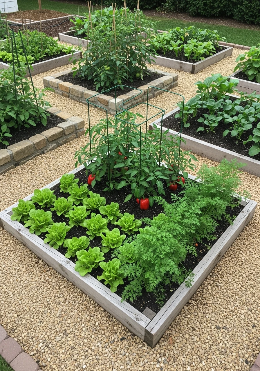 Square Beds With Path Borders - 55 Clever Vegetable Garden Ideas for a Dreamy Harvest