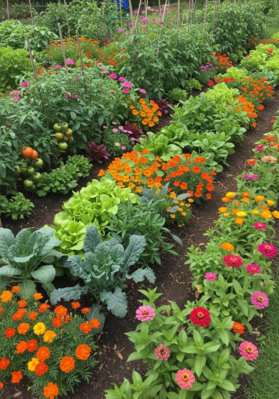 Succession Flower Borders with Veggies - 55 Clever Vegetable Garden Ideas for a Dreamy Harvest