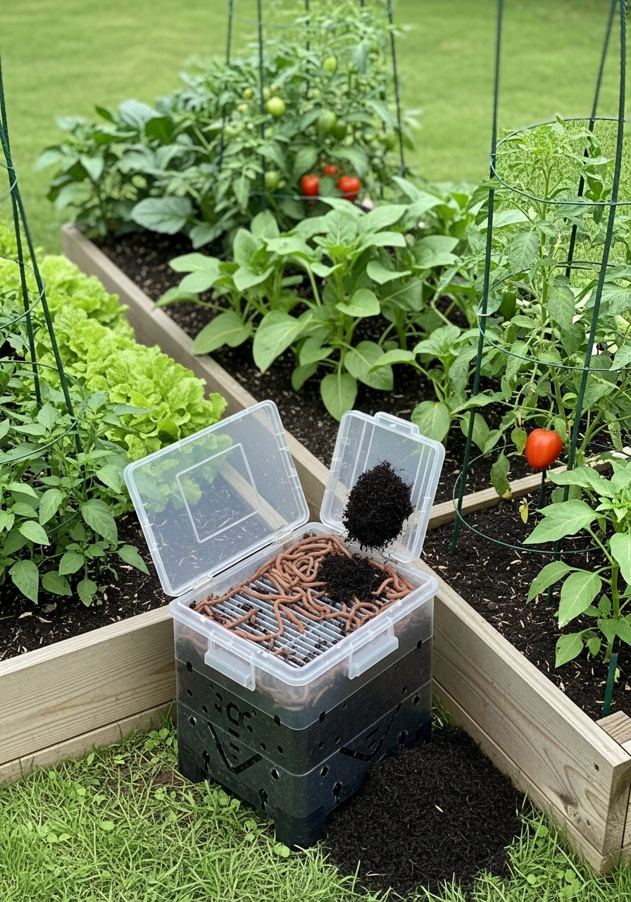 Worm Composting Near Garden Beds - 55 Clever Vegetable Garden Ideas for a Dreamy Harvest