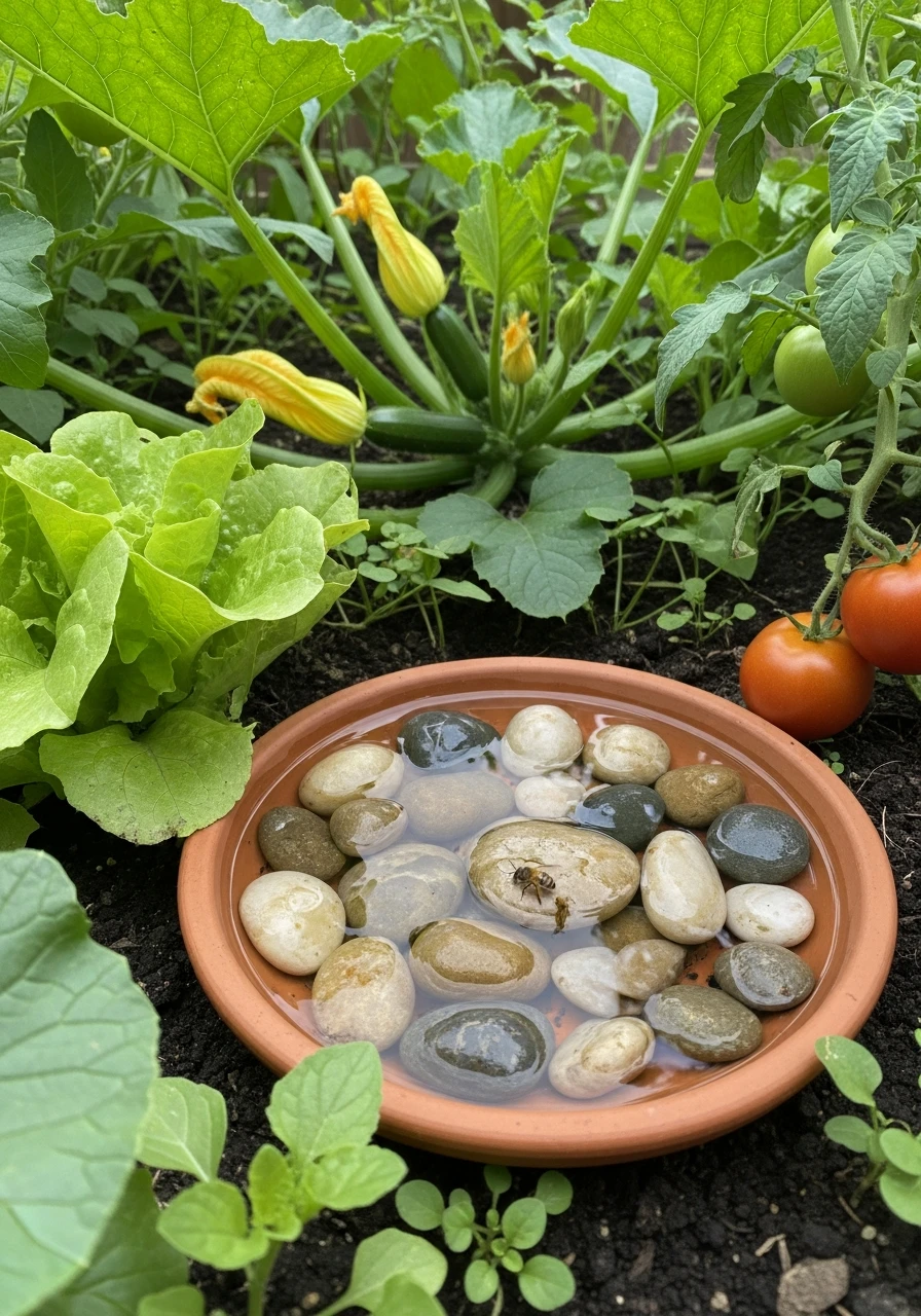 Pollination Stations with Water Trays - 55 Clever Vegetable Garden Ideas for a Dreamy Harvest