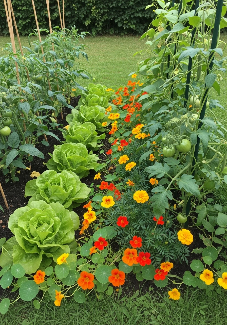 Edible Flowers Among Vegetables - 55 Clever Vegetable Garden Ideas for a Dreamy Harvest