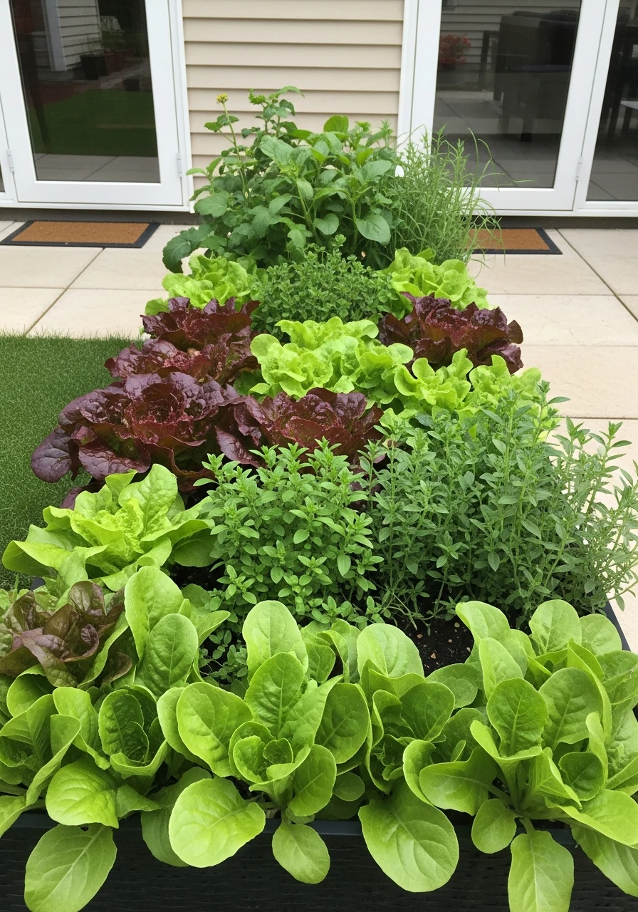 Integrated Herb & Salad Bed - 55 Clever Vegetable Garden Ideas for a Dreamy Harvest