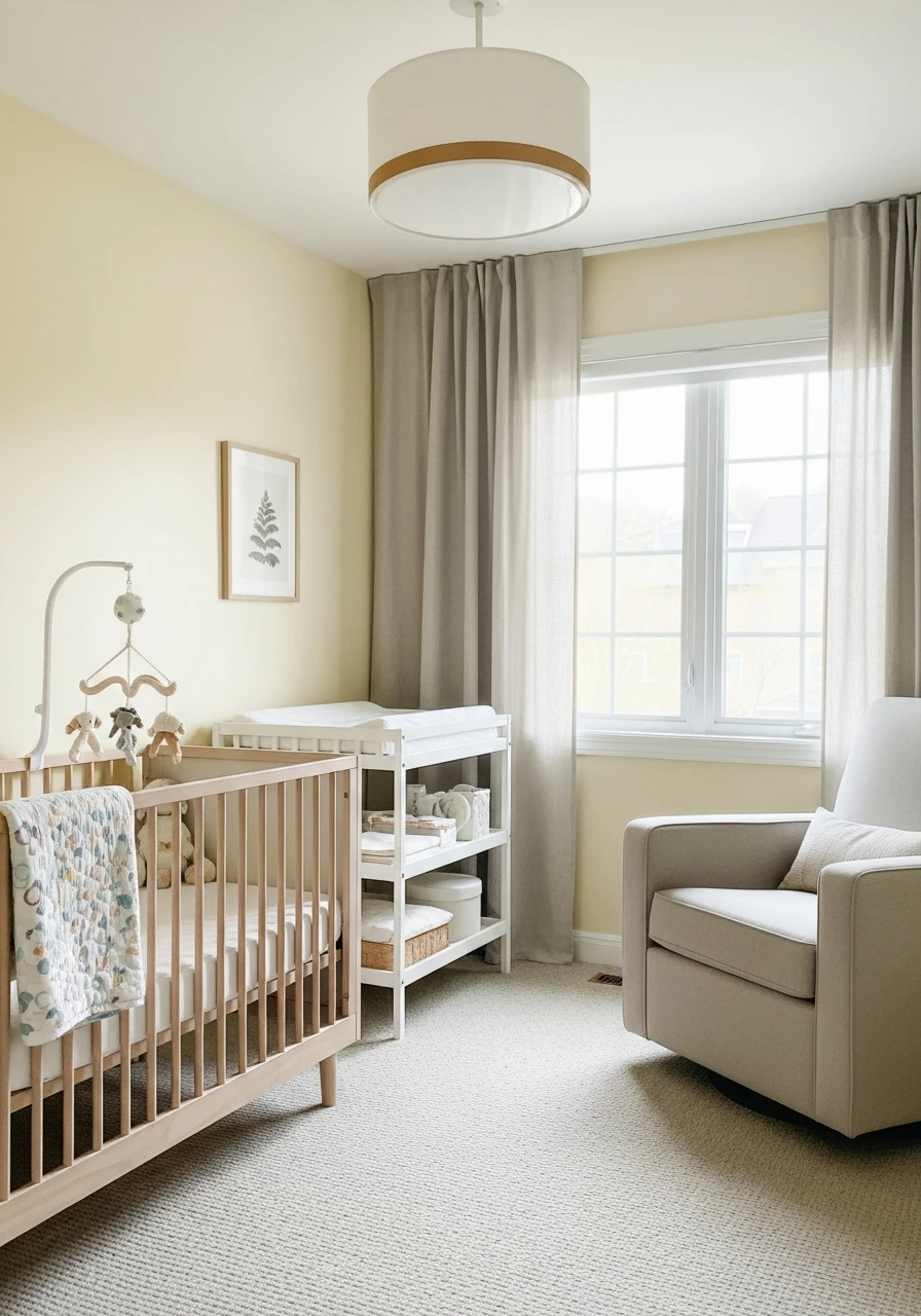Minimalist Yellow Nursery With Soft Textures