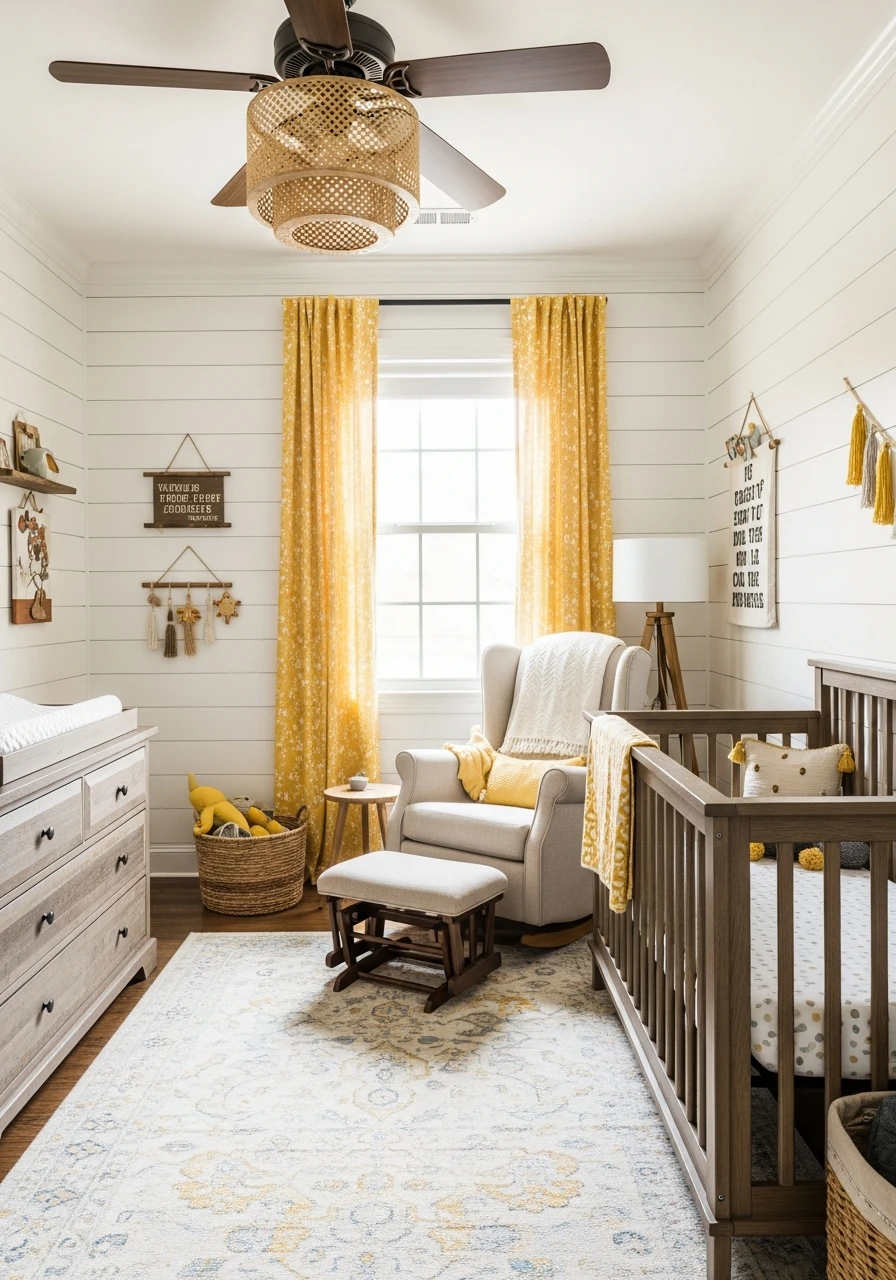 Modern Farmhouse Yellow Nursery Style